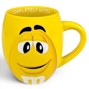 M&M Yellow Barrel Mug Peanut M&M's Completely Nuts Coffee Tea Cup Novelty Candy